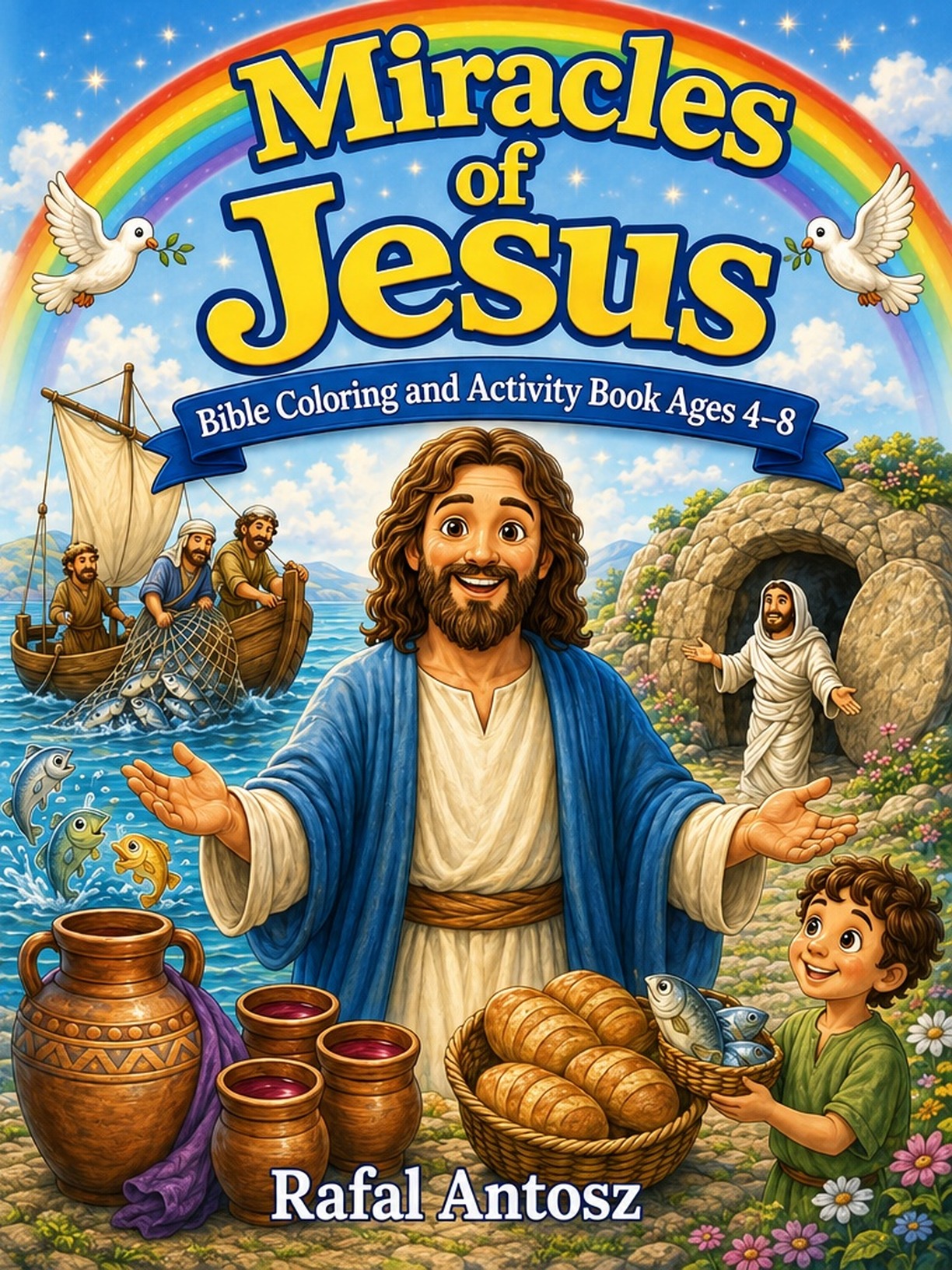 Miracles of Jesus: A Christian Bible Coloring and Activity Book for Kids, book cover