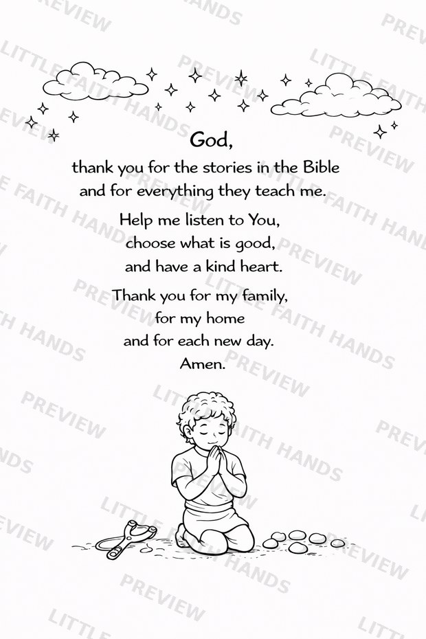 A closing prayer page for little hearts