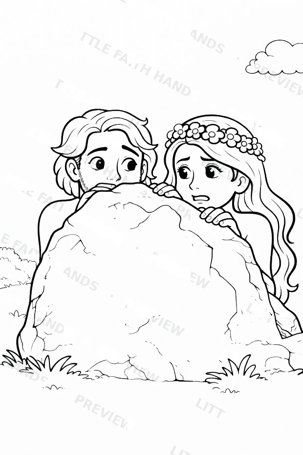 Bible story coloring page from the Adam and Eve book