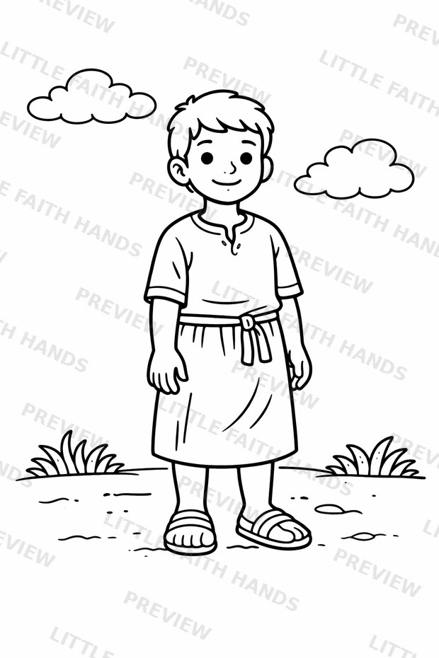 Young Daniel, portrait, standing outdoors