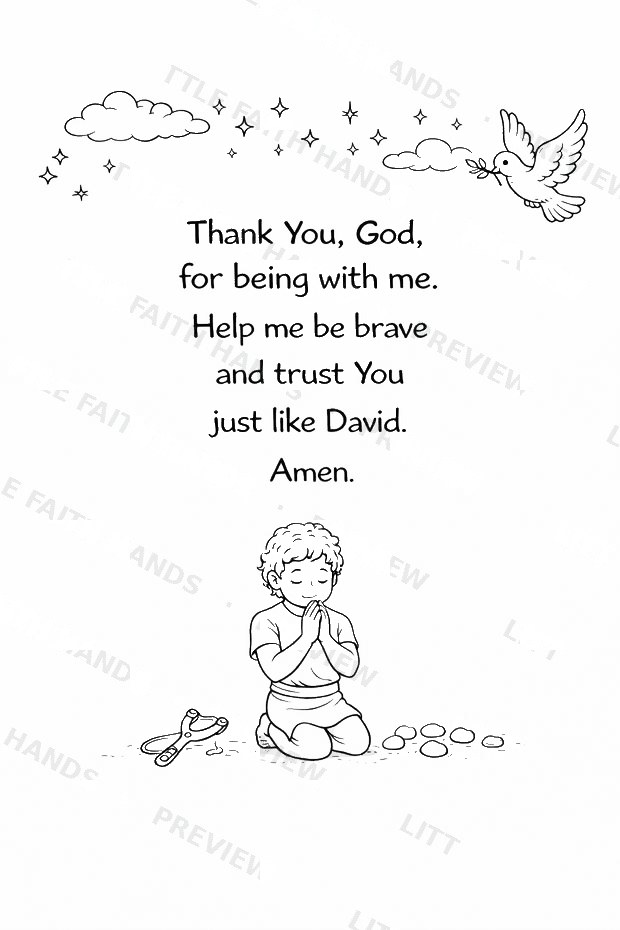 Prayer page about being brave like David
