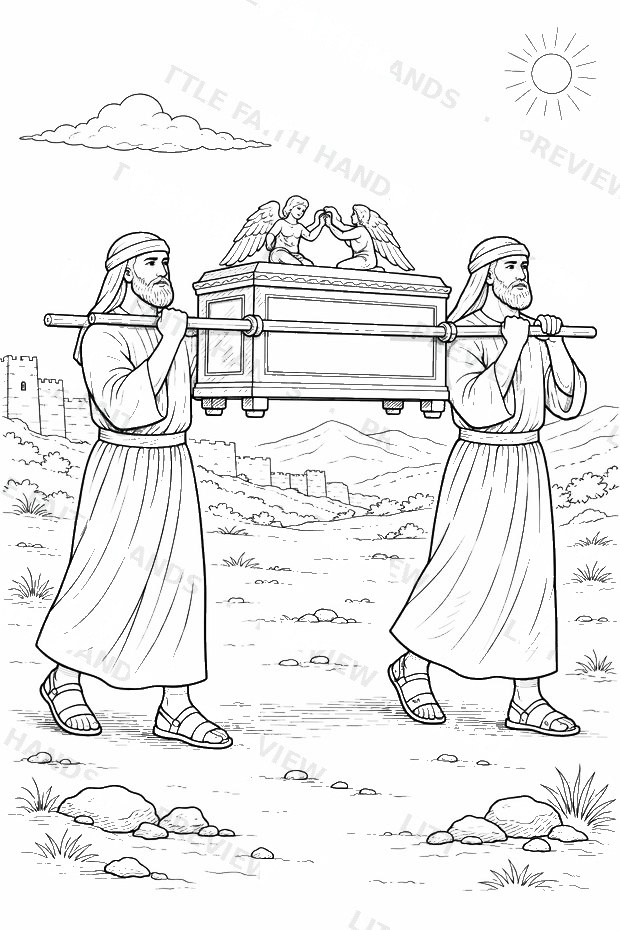 Bible story coloring page from the Battle of Jericho book