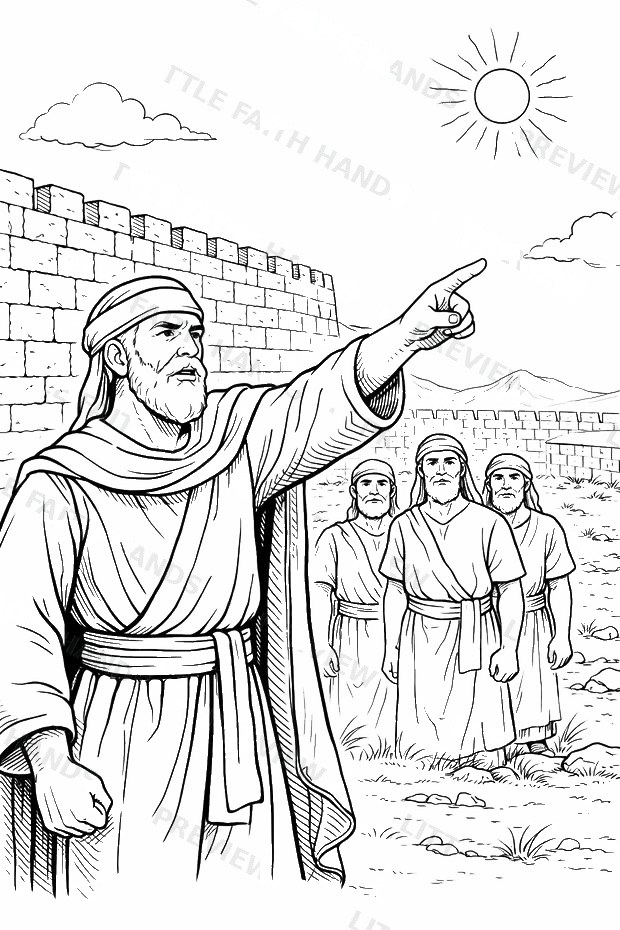 Bible story coloring page from the Battle of Jericho book