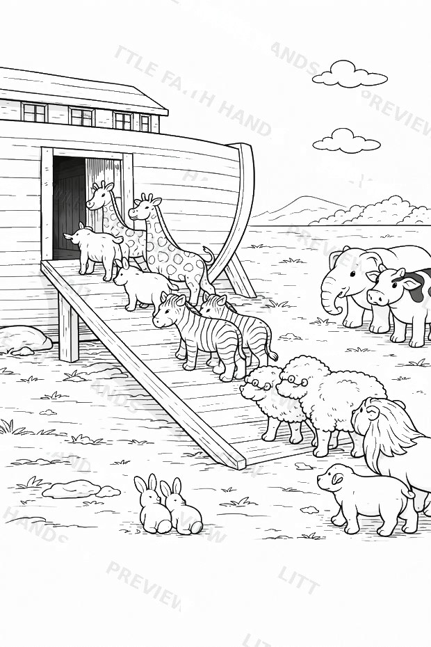 Bible story coloring page from the Noah’s Ark book