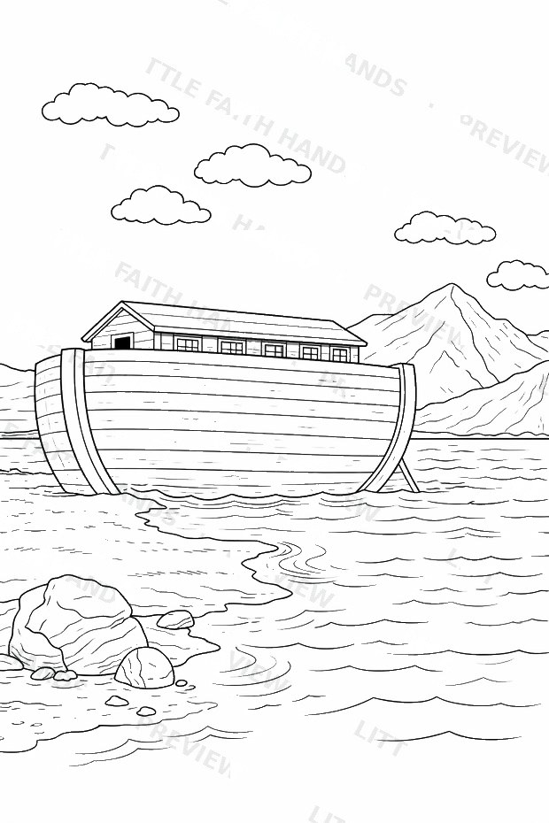Bible story coloring page from the Noah’s Ark book