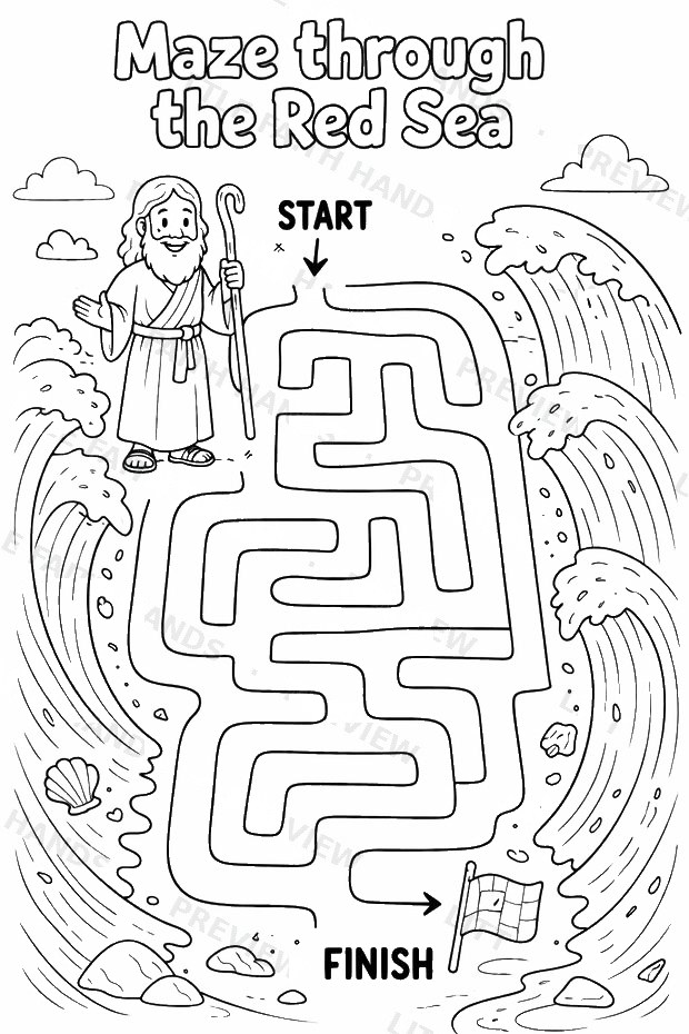 Maze activity page through the walls of Jericho for kids