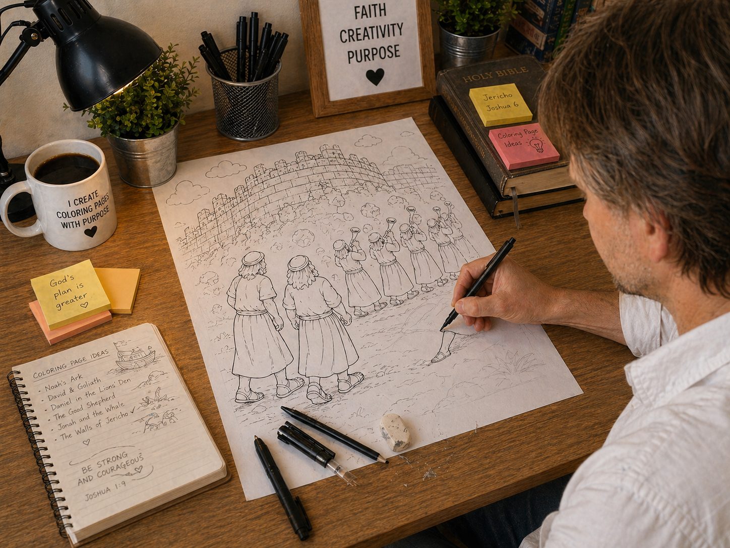 Rafal sketching at his desk